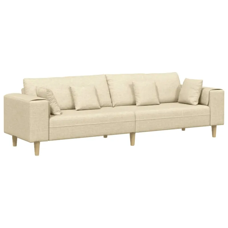 Sofa su pagalve Kreminė 250 x 77 x 76 cm audinys
