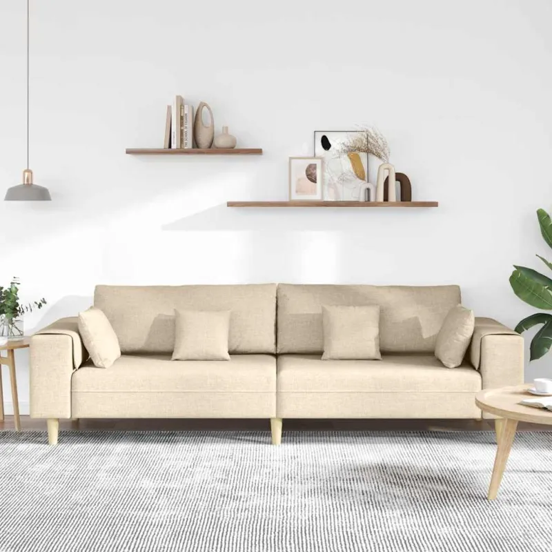 Sofa su pagalve Kreminė 250 x 77 x 76 cm audinys