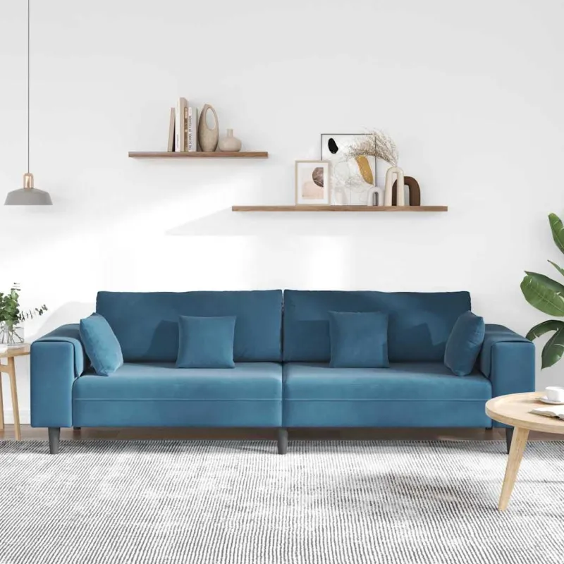Sofa Mėlyna 250 x 77 x 76 cm Aksomas