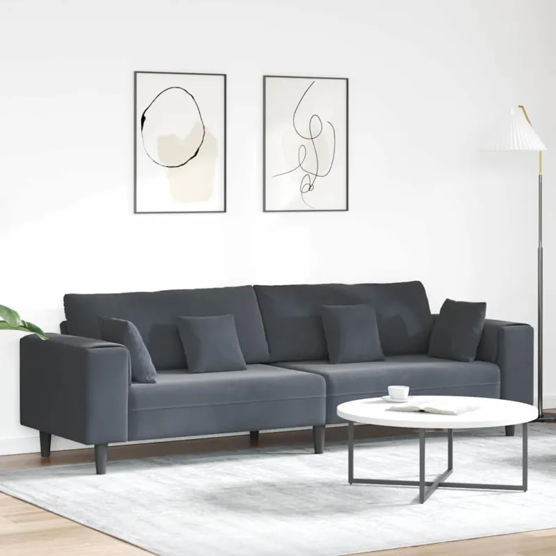 Sofa Tamsiai pilka 250 x 77 x 76 cm Aksomas