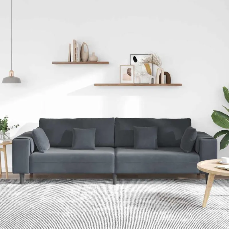 Sofa Tamsiai pilka 250 x 77 x 76 cm Aksomas