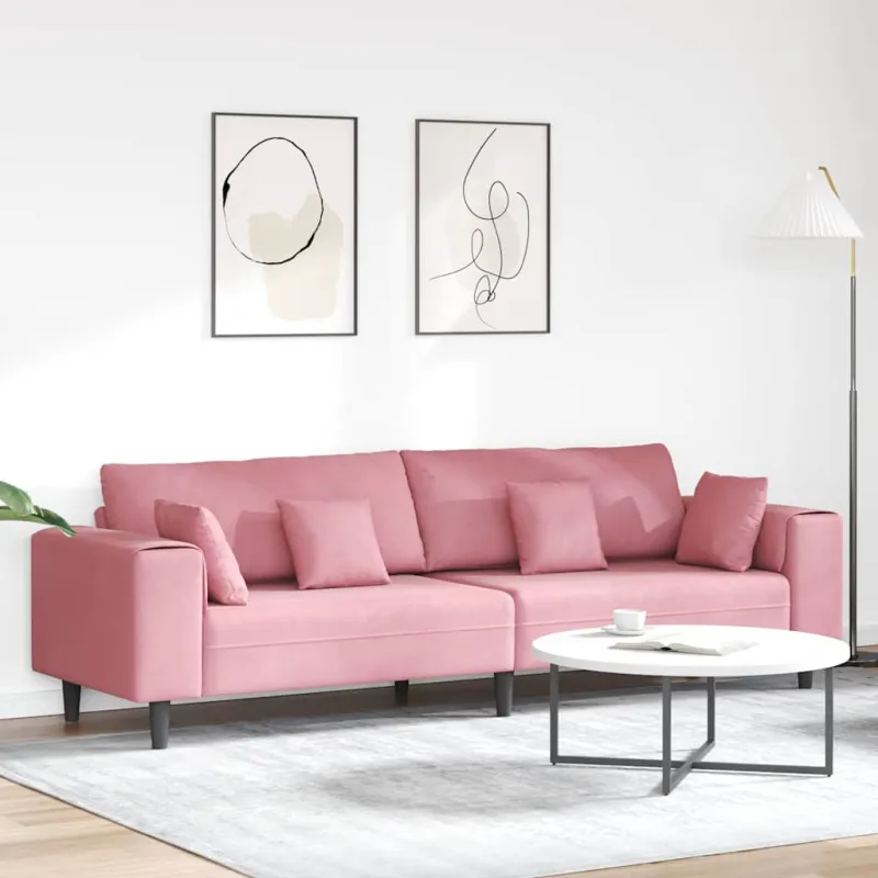 Sofa Rožinė 250 x 77 x 76 cm Aksomas