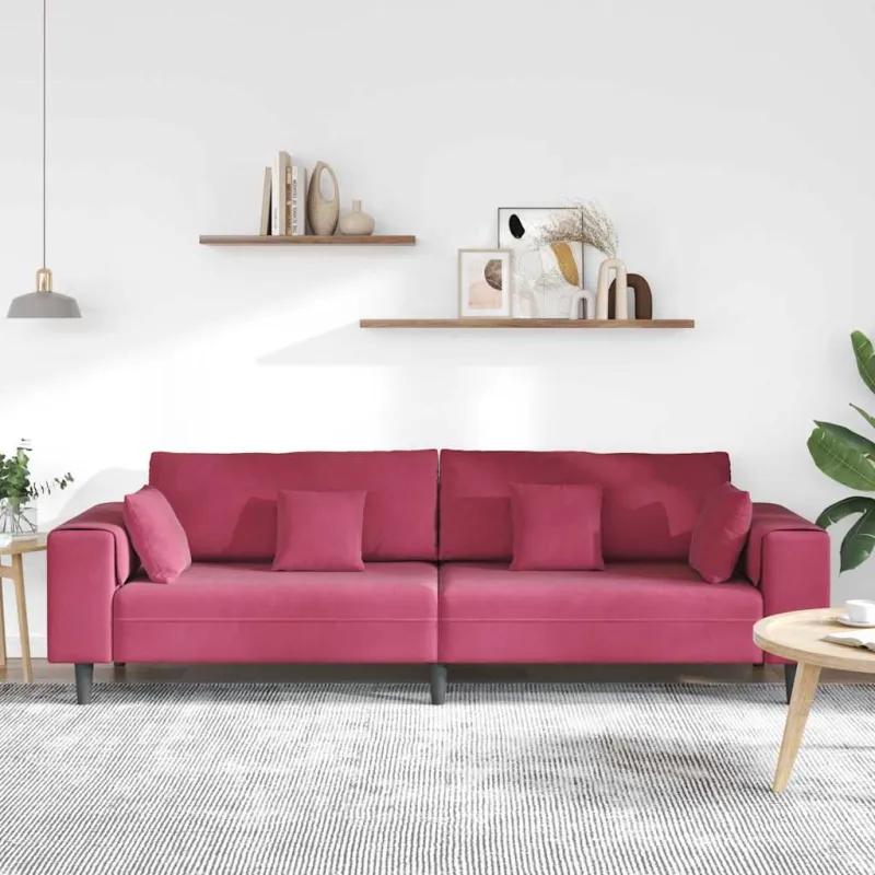 Sofa Vyno raudona 250 x 77 x 76 cm Aksomas