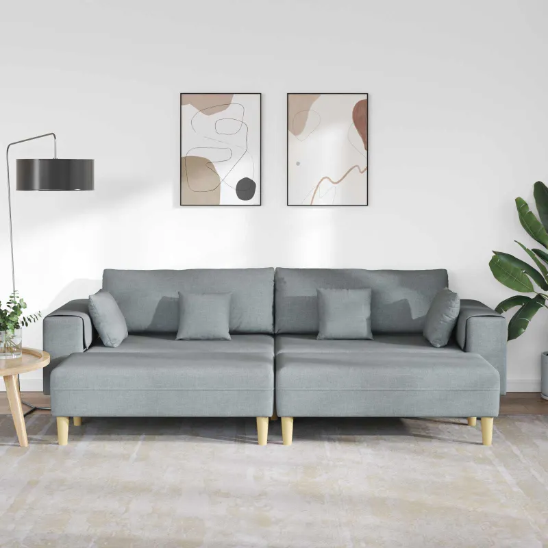 Sofa su pagalve 3 pcs Šviesiai pilka audinys