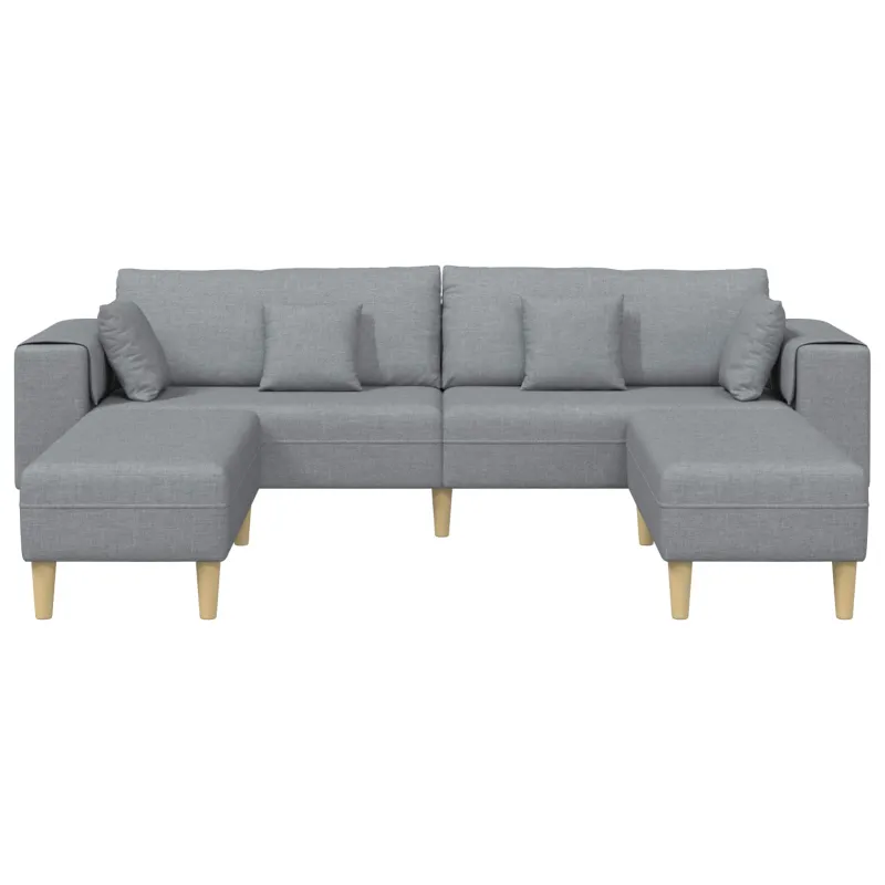 Sofa su pagalve 3 pcs Šviesiai pilka audinys