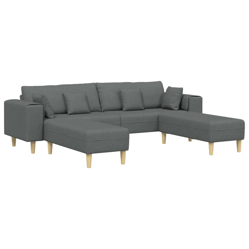 Sofa su pagalve 3 pcs Tamsiai pilka audinys