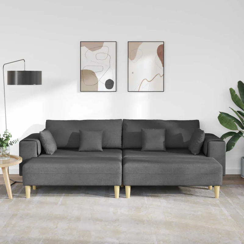 Sofa su pagalve 3 pcs Tamsiai pilka audinys