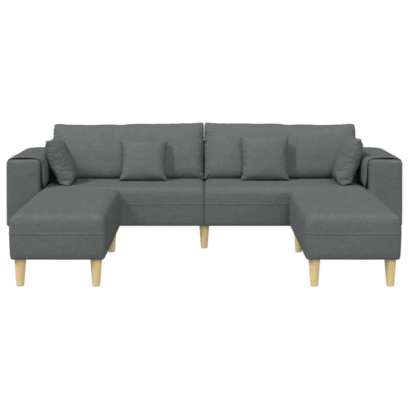 Sofa su pagalve 3 pcs Tamsiai pilka audinys