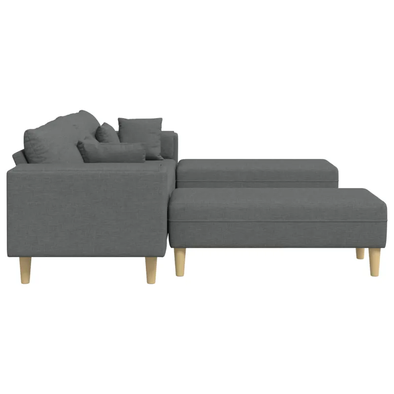 Sofa su pagalve 3 pcs Tamsiai pilka audinys