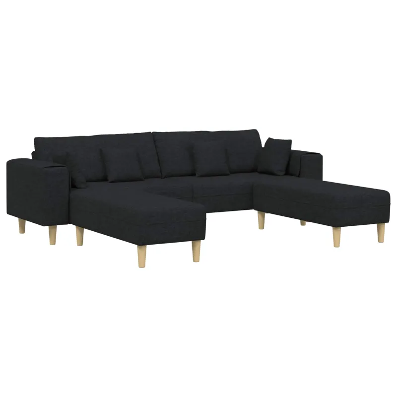 Sofa su pagalve 3 pcs Juoda audinys