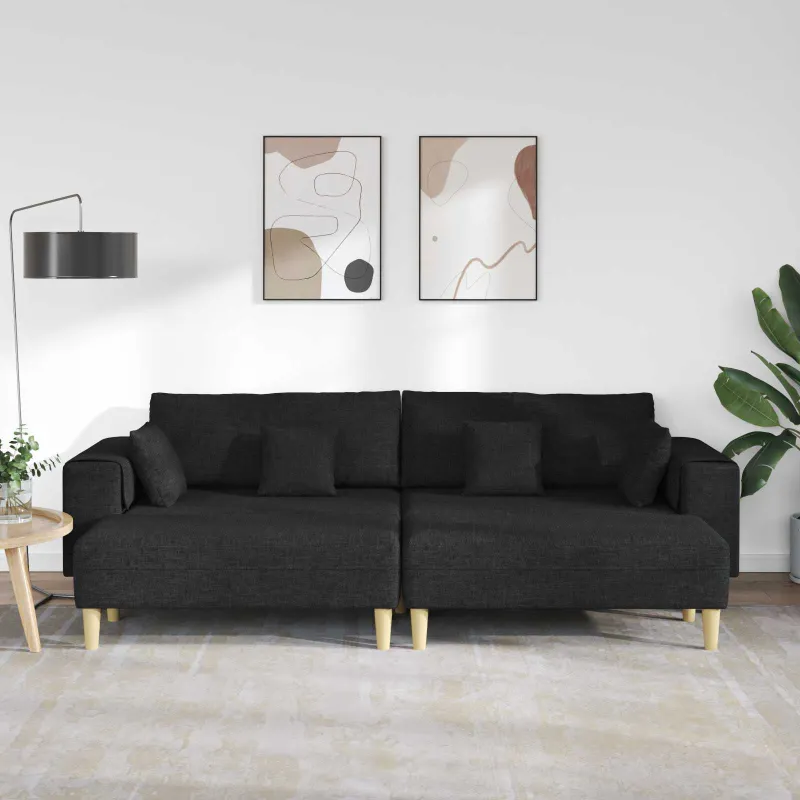Sofa su pagalve 3 pcs Juoda audinys