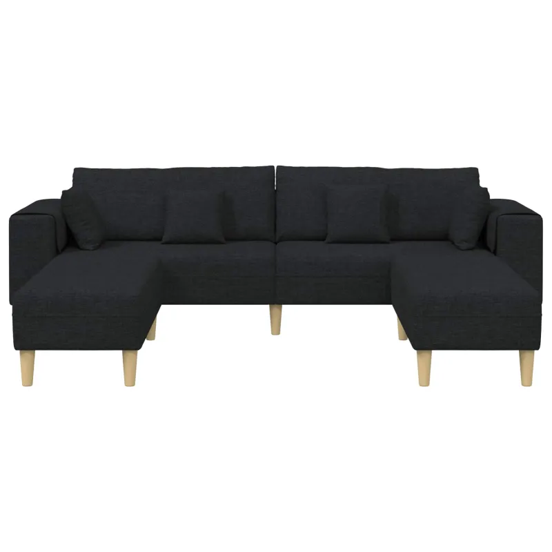 Sofa su pagalve 3 pcs Juoda audinys