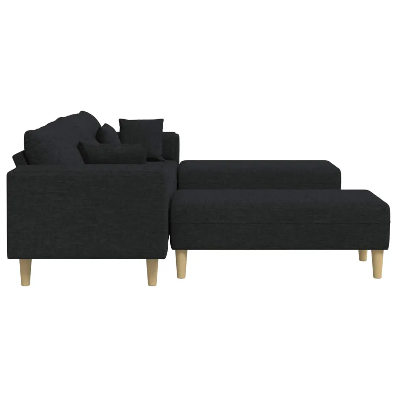Sofa su pagalve 3 pcs Juoda audinys