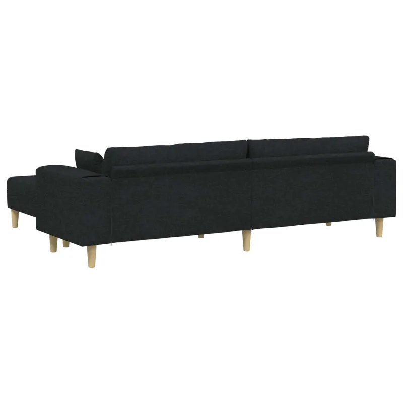 Sofa su pagalve 3 pcs Juoda audinys