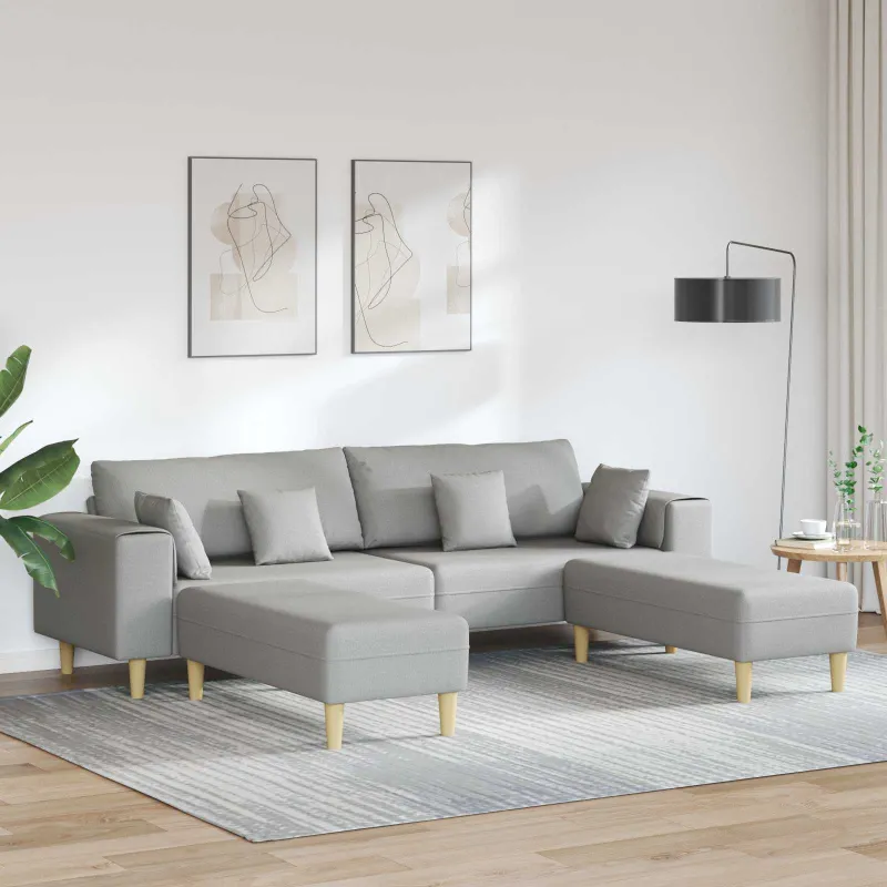 Sofa 3 pcs Debesų pilka 250 x 188 x 76 cm audinys