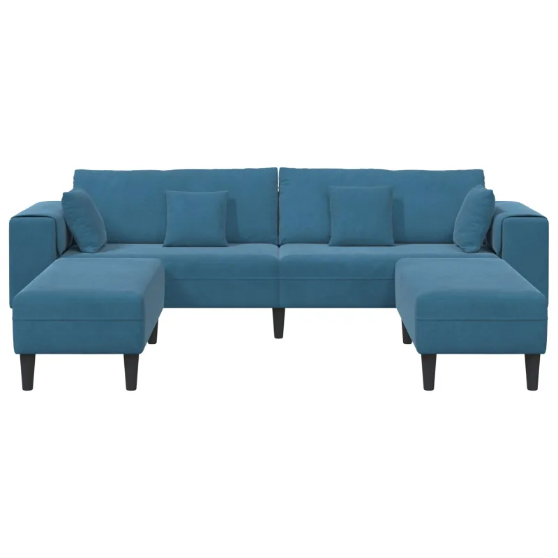 Sofa 3 pcs Mėlyna 250 x 188 x 76 cm Aksomas