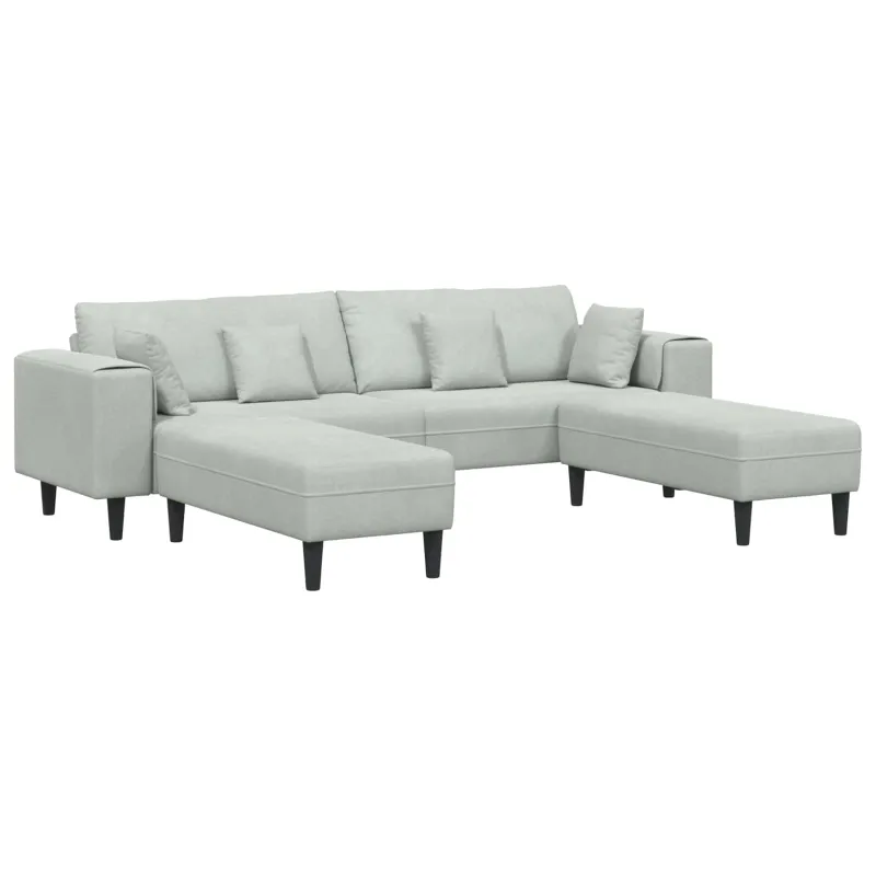Sofa 3 pcs Šviesiai pilka 250 x 188 x 76 cm Aksomas