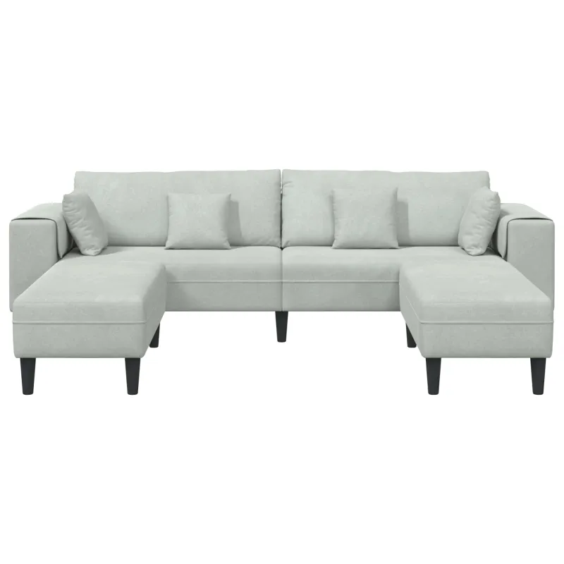 Sofa 3 pcs Šviesiai pilka 250 x 188 x 76 cm Aksomas