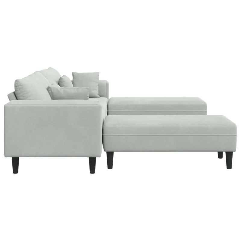 Sofa 3 pcs Šviesiai pilka 250 x 188 x 76 cm Aksomas