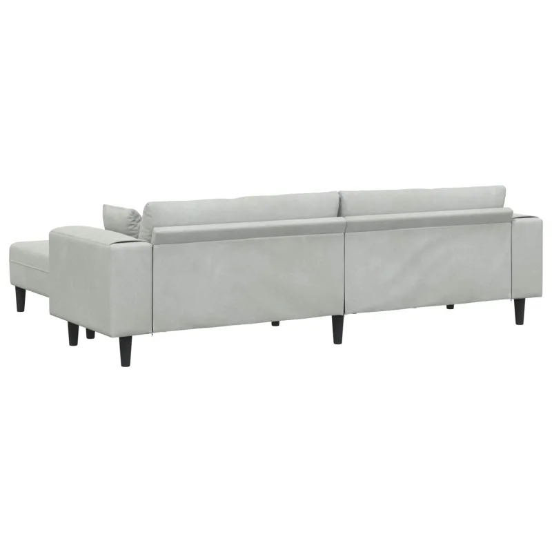 Sofa 3 pcs Šviesiai pilka 250 x 188 x 76 cm Aksomas