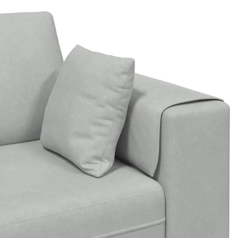 Sofa 3 pcs Šviesiai pilka 250 x 188 x 76 cm Aksomas