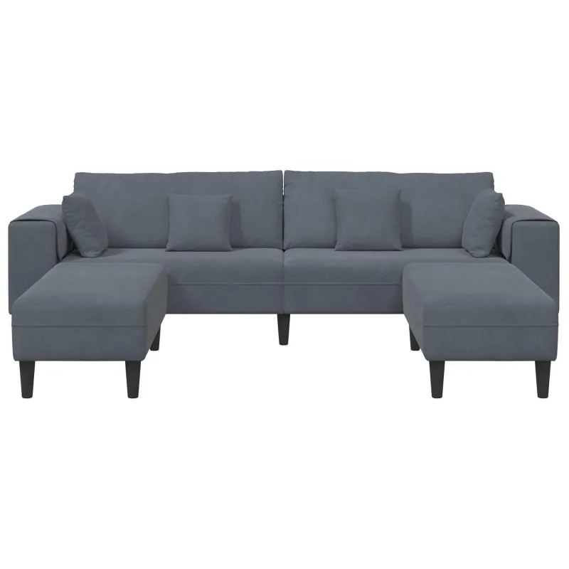 Sofa 3 pcs Tamsiai pilka 250 x 188 x 76 cm Aksomas