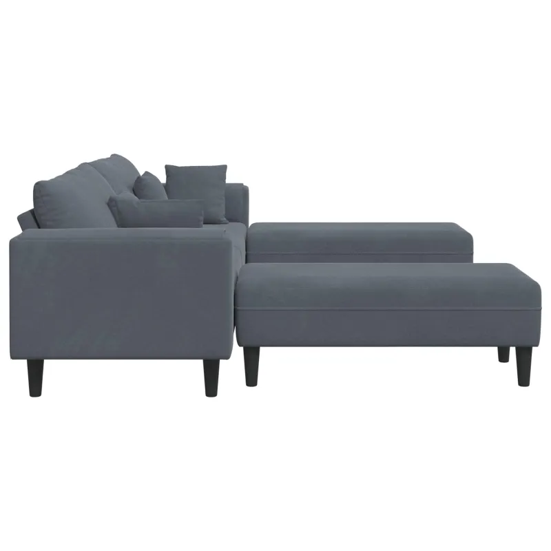 Sofa 3 pcs Tamsiai pilka 250 x 188 x 76 cm Aksomas
