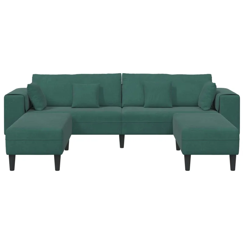 Sofa 3 pcs Tamsiai žalia 250 x 188 x 76 cm Aksomas
