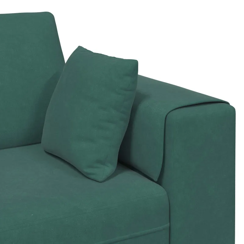 Sofa 3 pcs Tamsiai žalia 250 x 188 x 76 cm Aksomas
