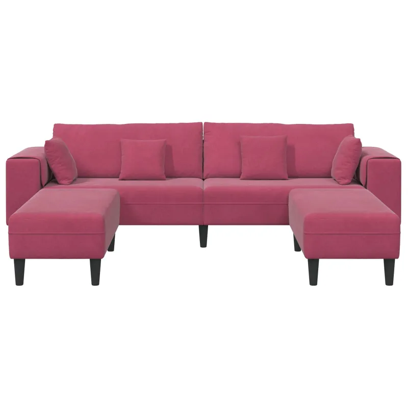 Sofa 3 pcs Vyno raudona 250 x 188 x 76 cm Aksomas