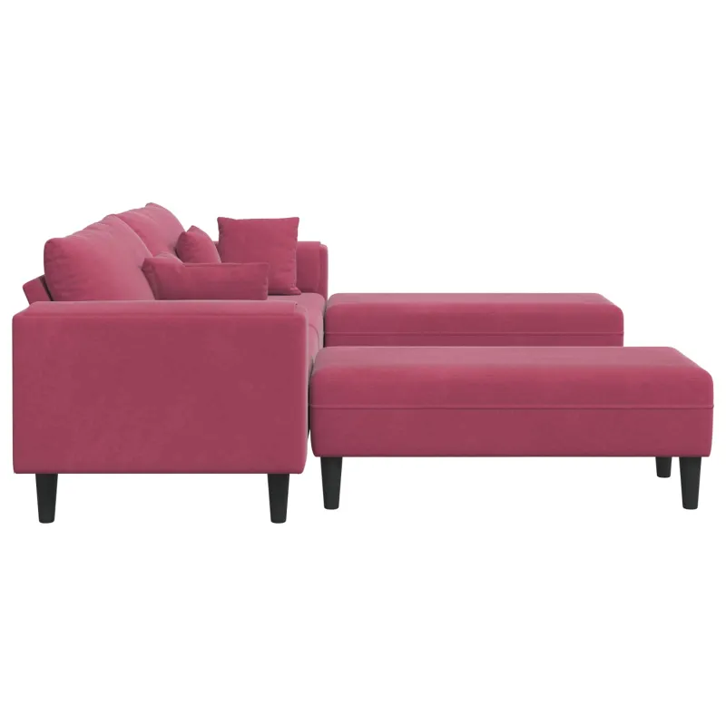 Sofa 3 pcs Vyno raudona 250 x 188 x 76 cm Aksomas