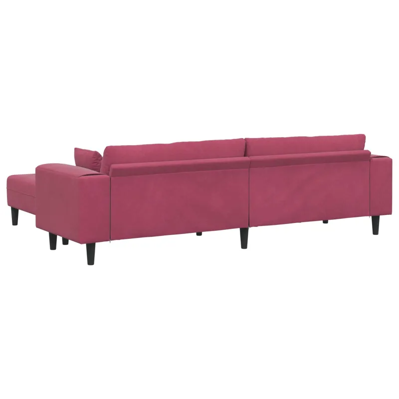 Sofa 3 pcs Vyno raudona 250 x 188 x 76 cm Aksomas