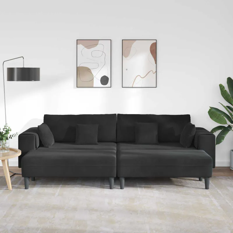 Sofa 3 pcs Juoda 250 x 188 x 76 cm Aksomas