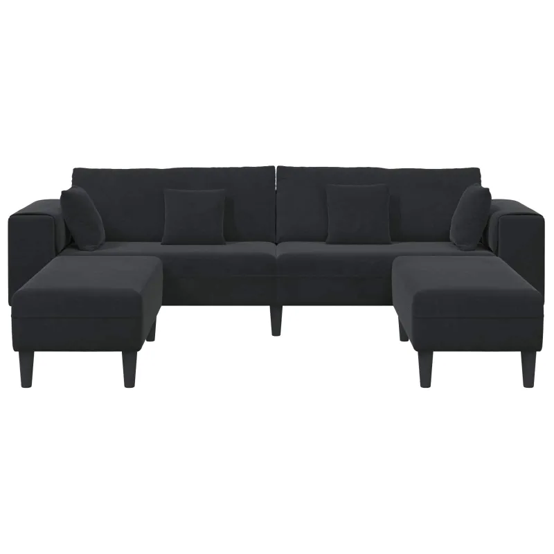 Sofa 3 pcs Juoda 250 x 188 x 76 cm Aksomas