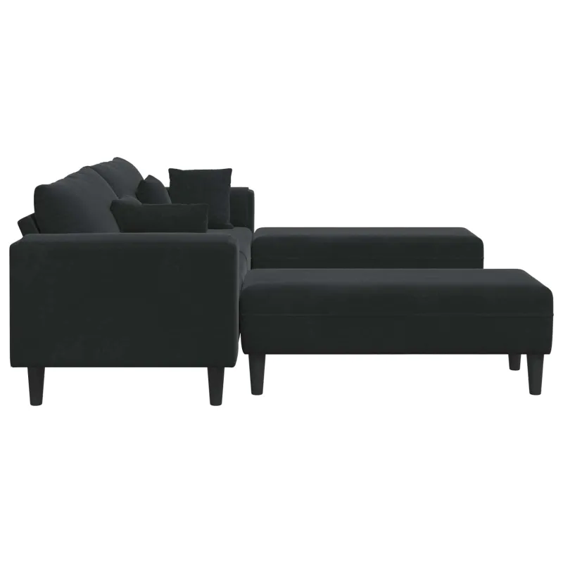 Sofa 3 pcs Juoda 250 x 188 x 76 cm Aksomas