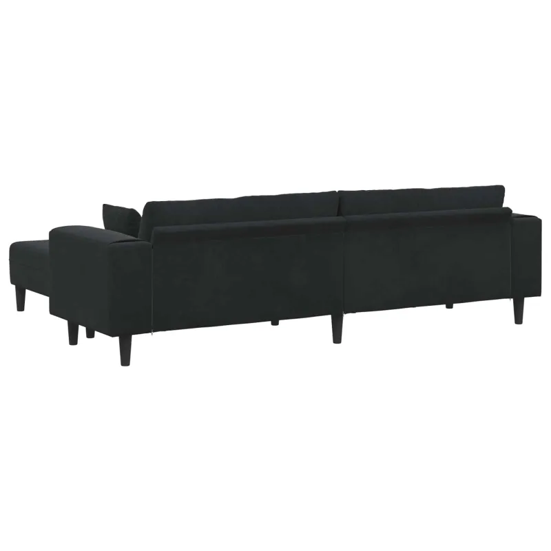 Sofa 3 pcs Juoda 250 x 188 x 76 cm Aksomas