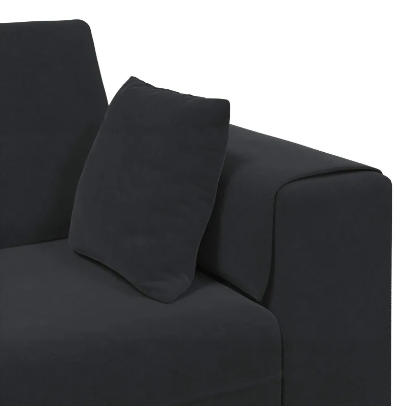 Sofa 3 pcs Juoda 250 x 188 x 76 cm Aksomas