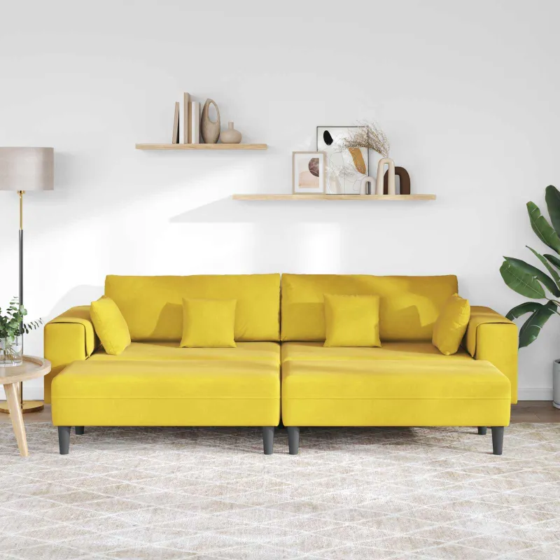 Sofa 3 pcs Geltona 250 x 188 x 76 cm Aksomas