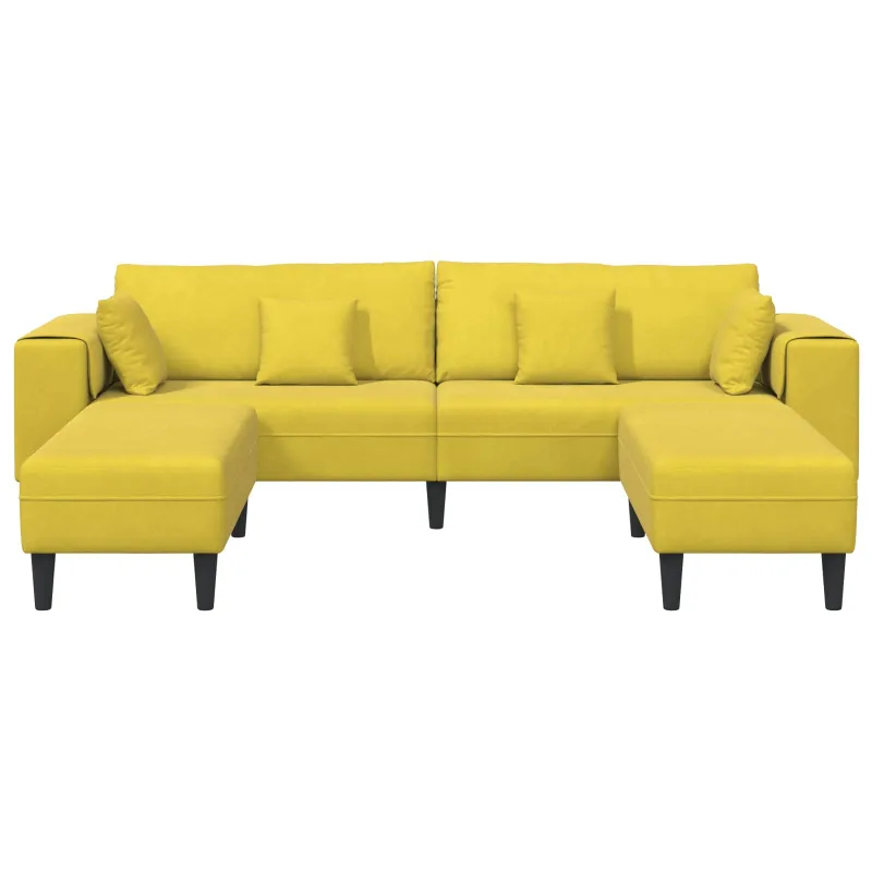 Sofa 3 pcs Geltona 250 x 188 x 76 cm Aksomas