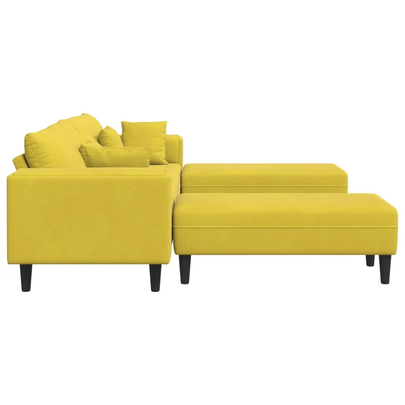 Sofa 3 pcs Geltona 250 x 188 x 76 cm Aksomas