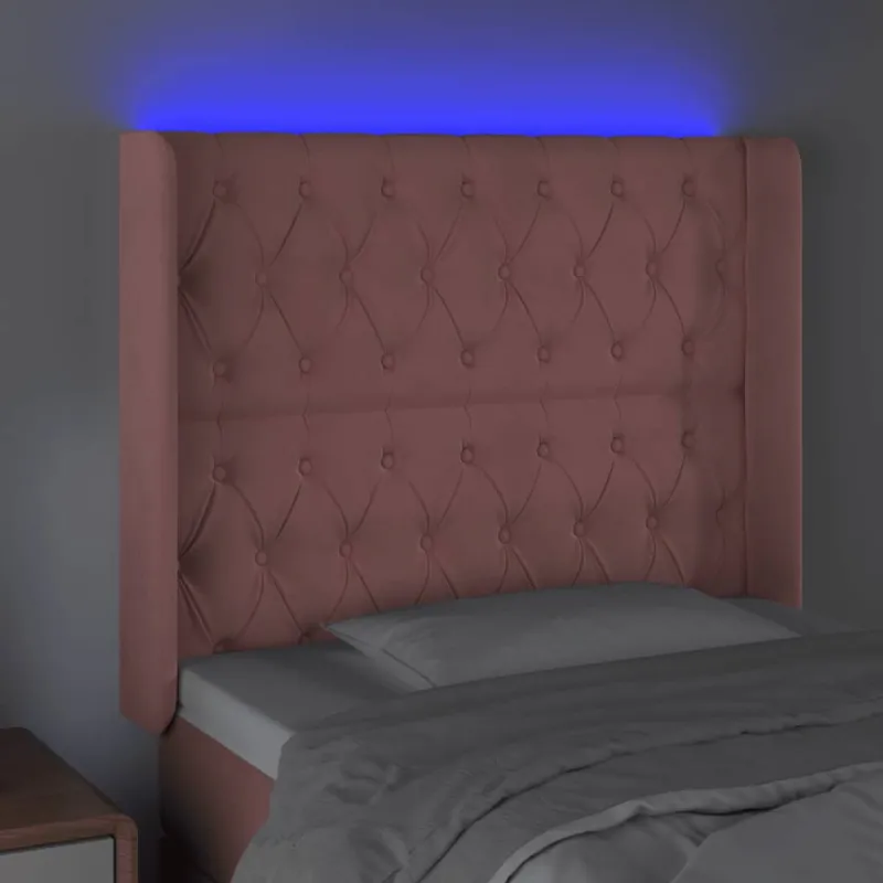 Galvūgalis su LED, rožinės spalvos, 103x16x118/128cm, aksomas