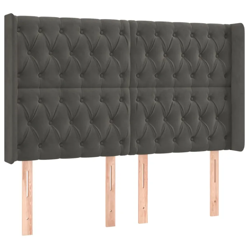 Galvūgalis su LED, tamsiai pilkas, 147x16x118/128cm, aksomas