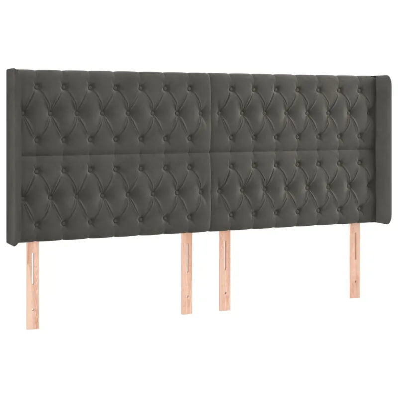 Galvūgalis su LED, tamsiai pilkas, 183x16x118/128cm, aksomas