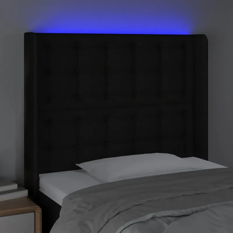 Galvūgalis su LED, juodos spalvos, 103x16x118/128cm, audinys