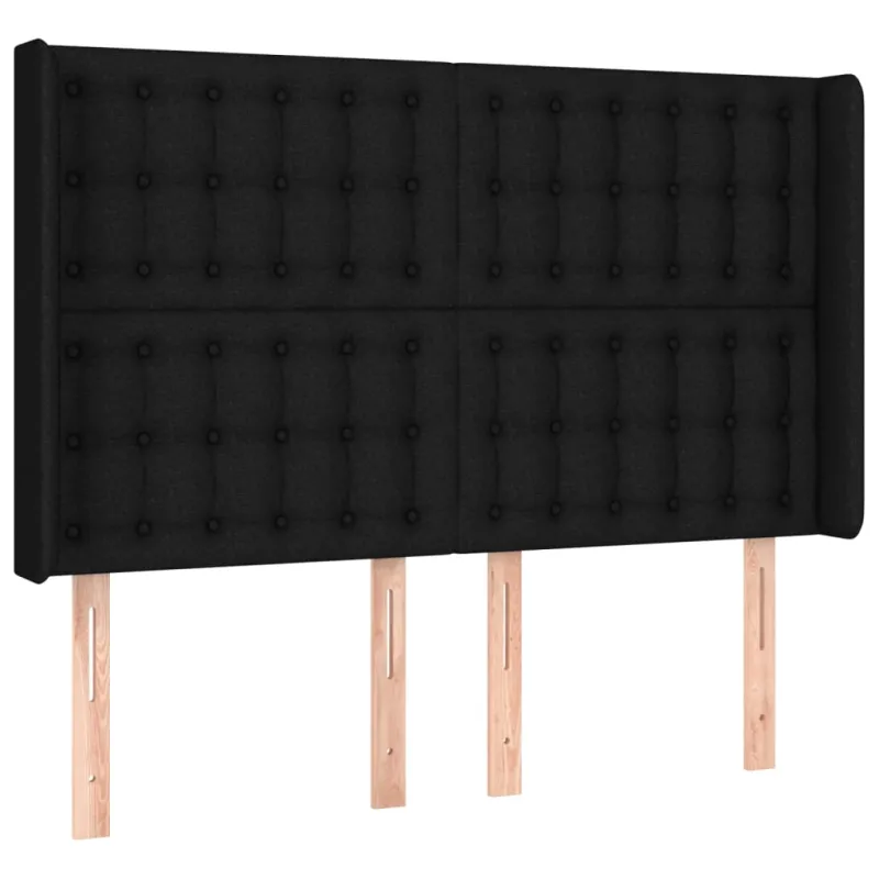 Galvūgalis su LED, juodos spalvos, 147x16x118/128cm, audinys
