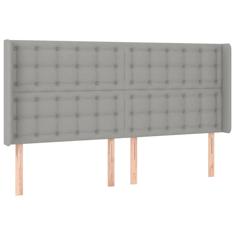 Galvūgalis su LED, šviesiai pilkas, 163x16x118/128cm, audinys