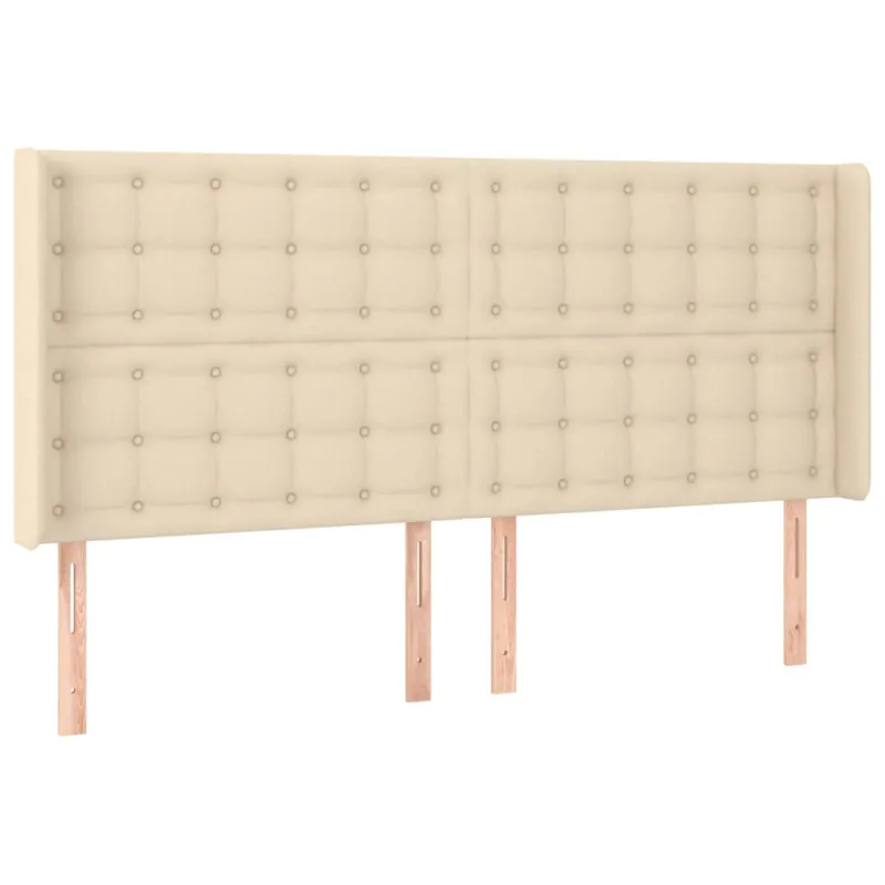 Galvūgalis su LED, kreminės spalvos, 163x16x118/128cm, audinys