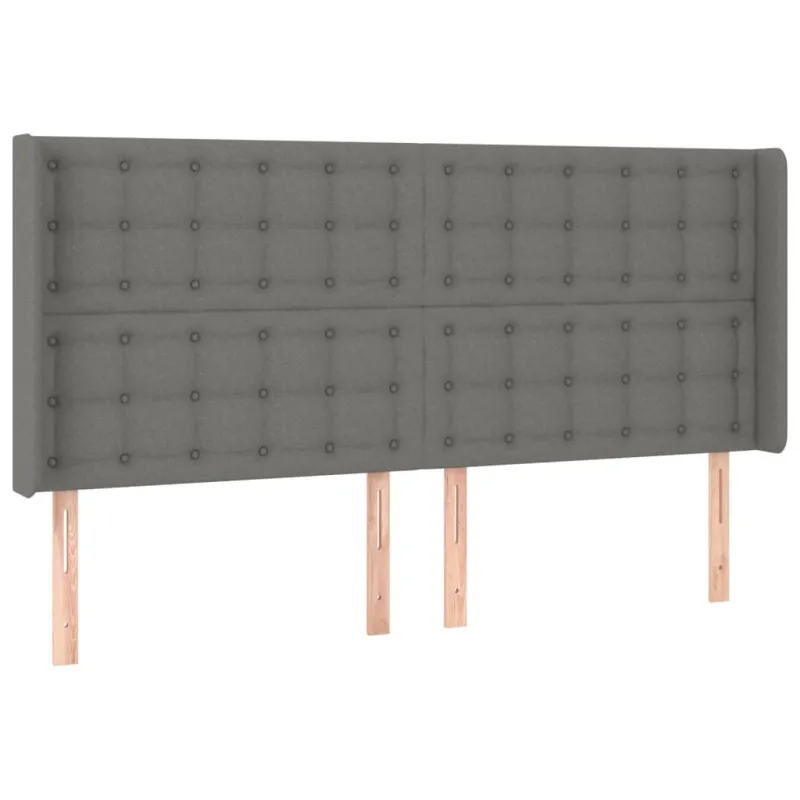 Galvūgalis su LED, tamsiai pilkas, 183x16x118/128cm, audinys