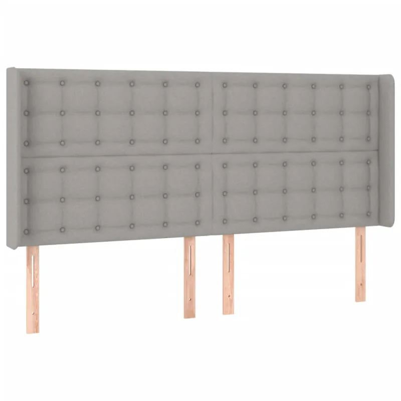 Galvūgalis su LED, šviesiai pilkas, 203x16x118/128cm, audinys