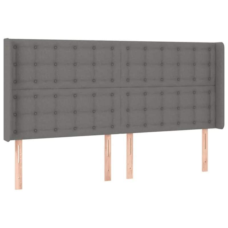 Galvūgalis su LED, tamsiai pilkas, 203x16x118/128cm, audinys